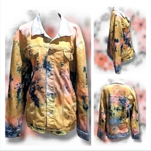 💕 Demolition Tie Dye Multicolor Distressed Denim Jacket size 2X